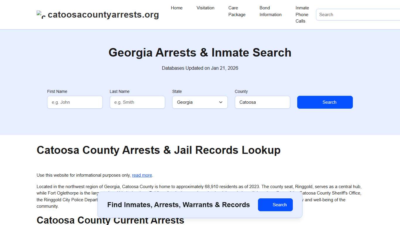 Catoosa County, GA Arrests, Warrants, Police Records Search