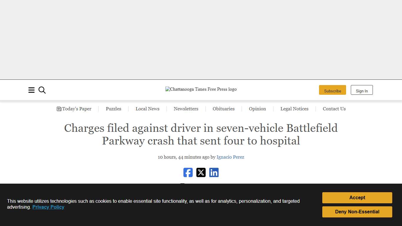 Charges filed against driver in seven-vehicle Battlefield Parkway crash that sent four to hospital | Chattanooga Times Free Press